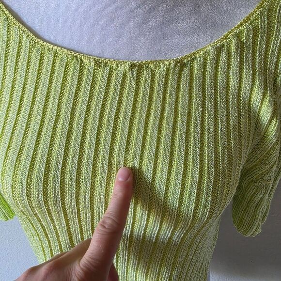 Free People San Lucas Lime Green Pullover Knit Crop Top Small - Picture 8 of 8